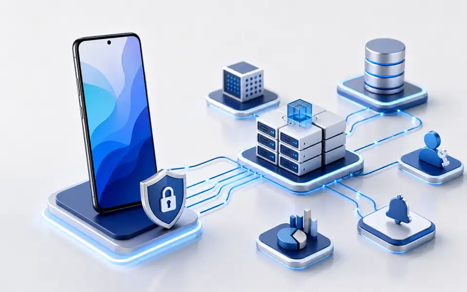 Android application connected to a secure server and database