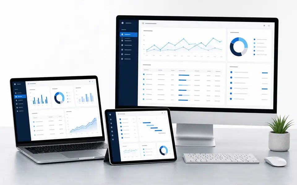 Saltiana business web portal showing users, tasks and reports